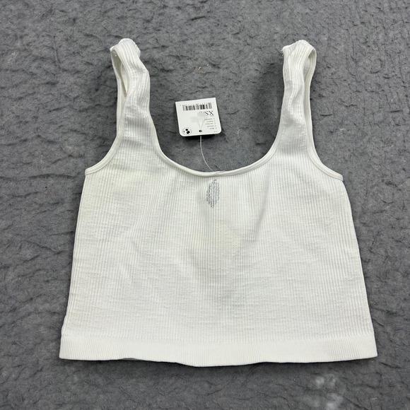 NEW Free People FP Movement Ribbed Tank Women's XS/S White Slim Stretch Crop Top - Picture 7 of 9